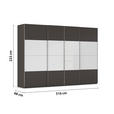 SCHWEBETÜRENSCHRANK  in Graphitfarben, Weiß  - Chromfarben/Graphitfarben, KONVENTIONELL, Glas/Holzwerkstoff (316/223/68cm) - Novel