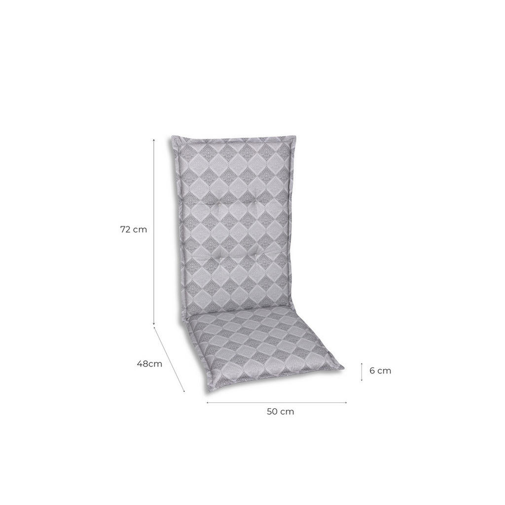 Thumbnail - Sesselauflagenset, Grau, Textil, 4-teilig, Raute, Füllung: Schaumstoff, Vlies, 50x6x120 cm, Oeko-Tex® Standard 100, pfle...