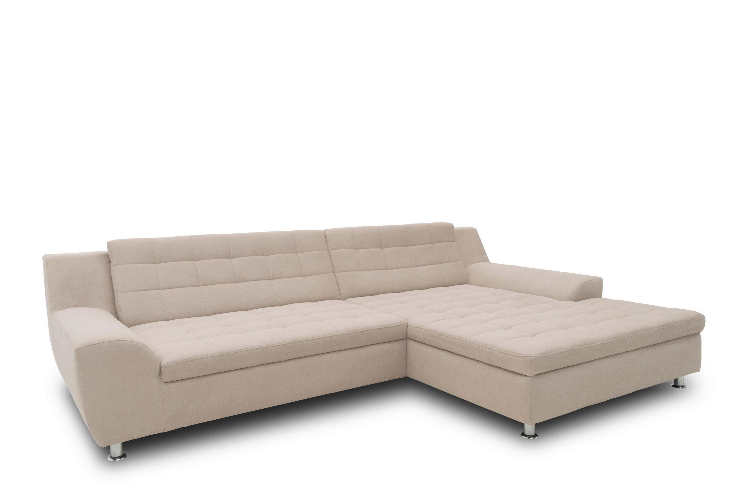 ECKSCHLAFSOFA MORTON Taupe Mikrofaser  - Taupe/Chromfarben, MODERN, Textil/Metall (304/200/84cm) - MID.YOU
