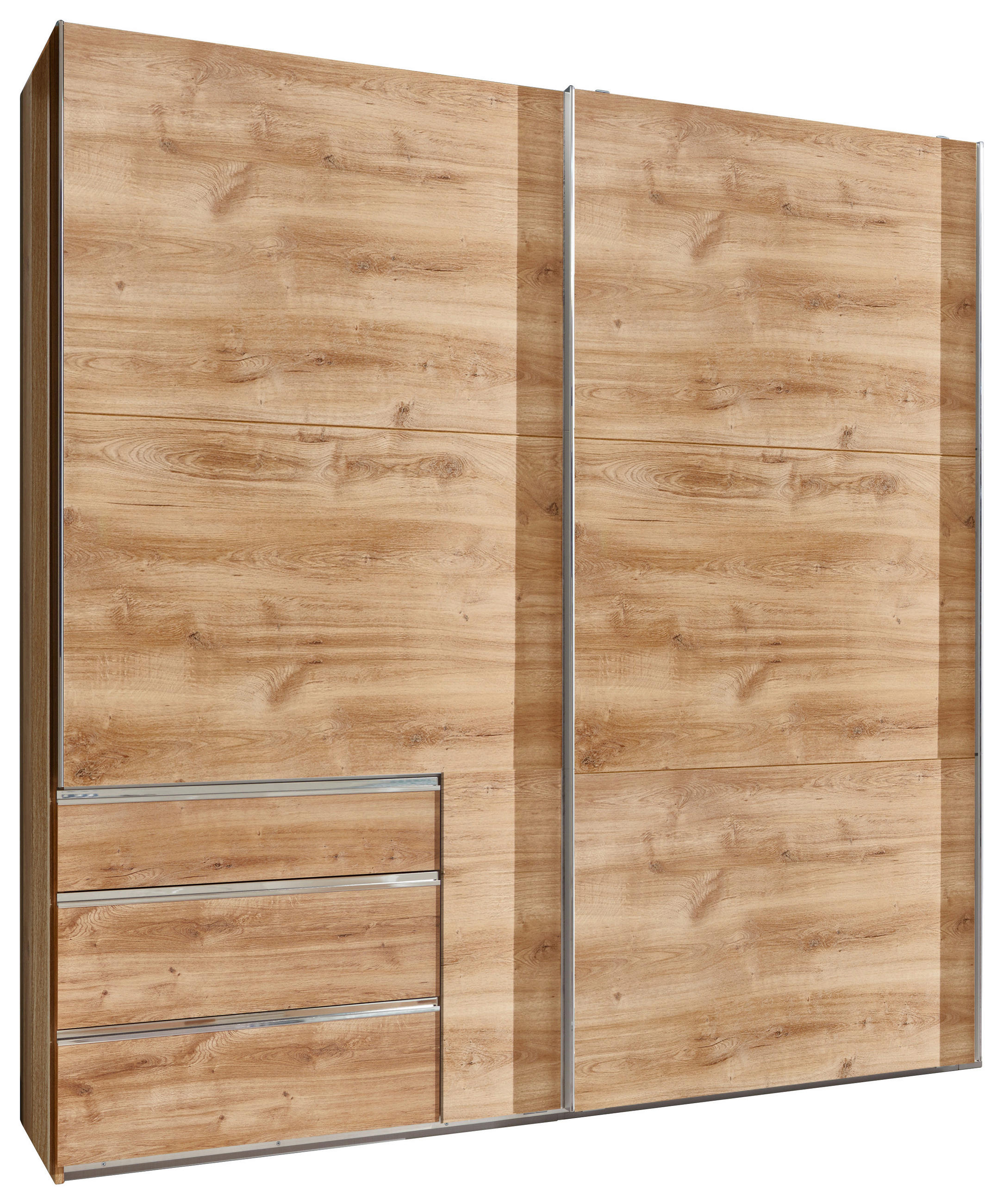 SCHWEBETÜRENSCHRANK 250/216/65 cm 2-türig Eichefarben  - Chromfarben/Eichefarben, MODERN, Holzwerkstoff/Metall (250/216/65cm) - MID.YOU