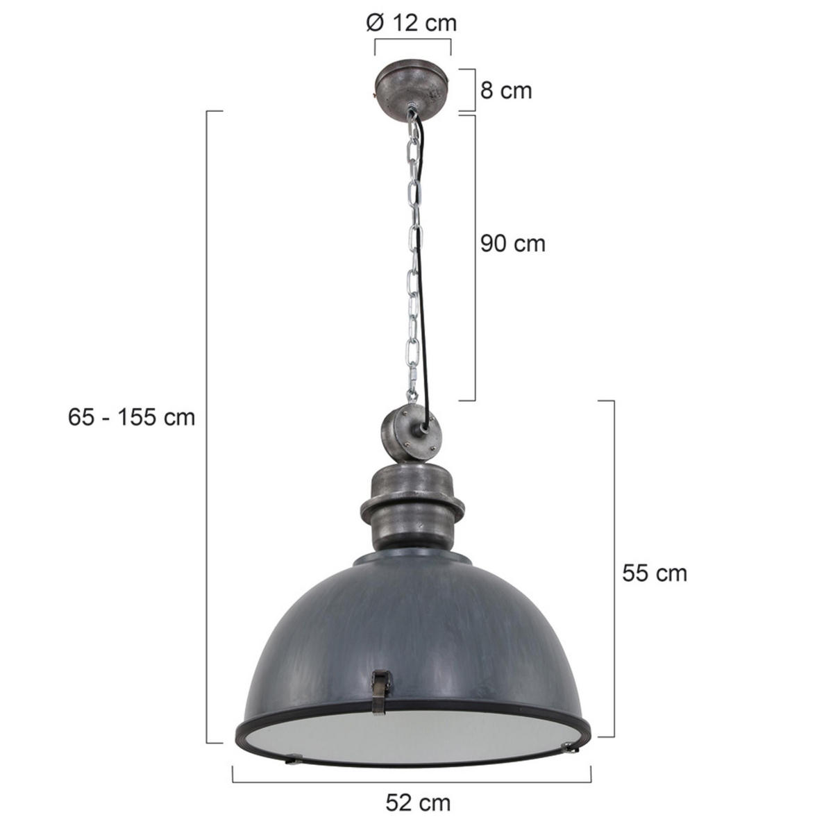 PENDELLEUCHTE  52/153/52 cm   - Grau, Trend, Glas/Metall (52/153/52cm)