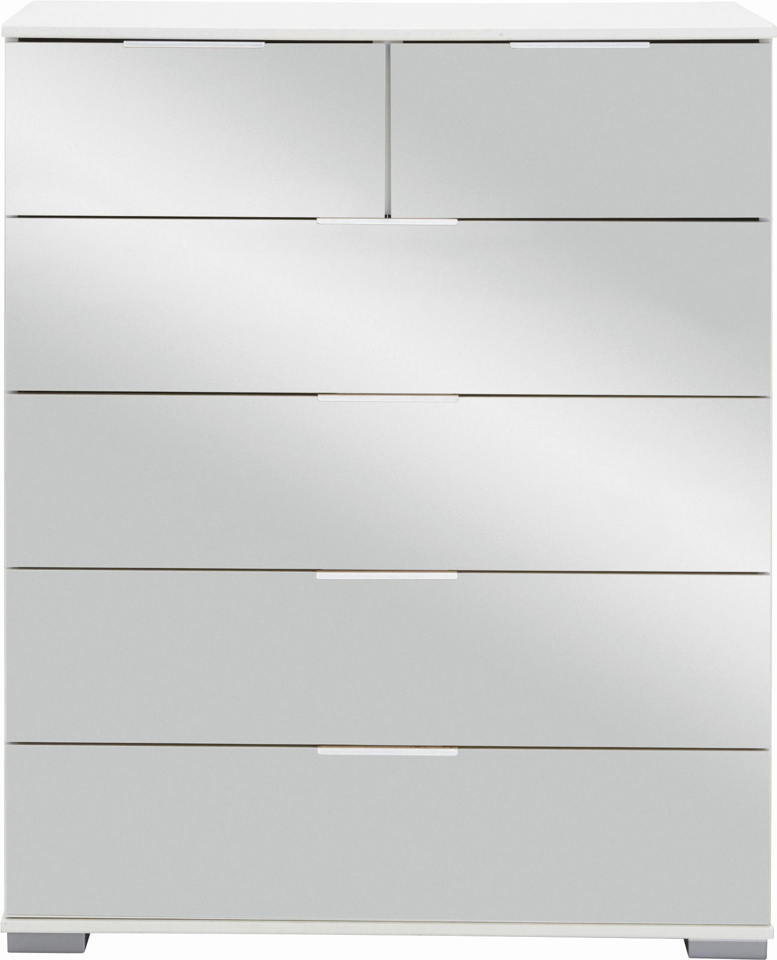 KOMMODE , 82/102/42 cm, 6 Schublade(n)  - Alufarben/Weiß, Design, Glas/Holzwerkstoff (82/102/42cm) - Livetastic