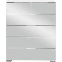 KOMMODE 82/102/42 cm 6 Schublade(n)  - Weiss/Alufarben, Design, Glas/Holzwerkstoff (82/102/42cm) - Livetastic