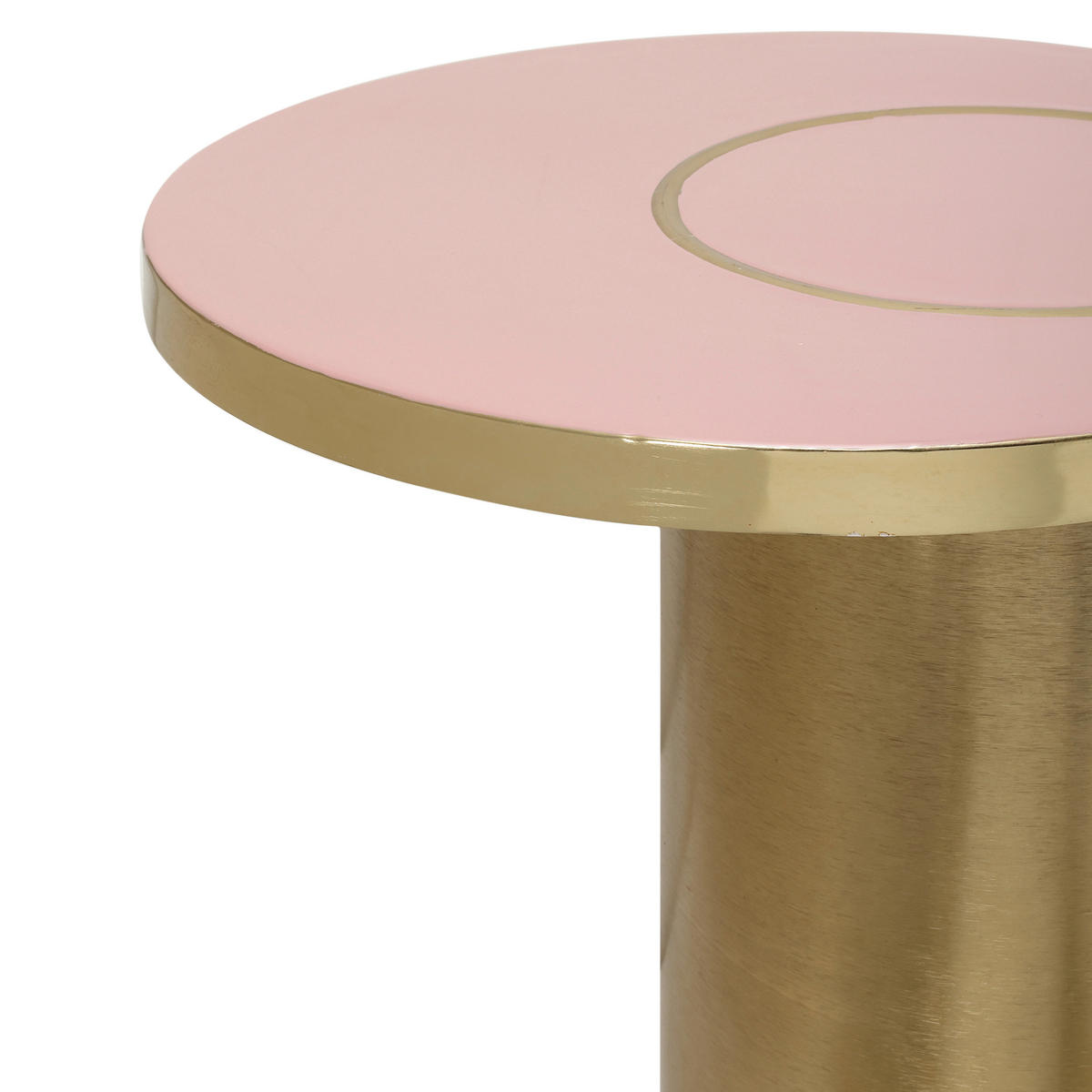 BEISTELLTISCH Rosa, Goldfarben rund  - Goldfarben/Rosa, Design, Metall (51/50cm) - Kayoom