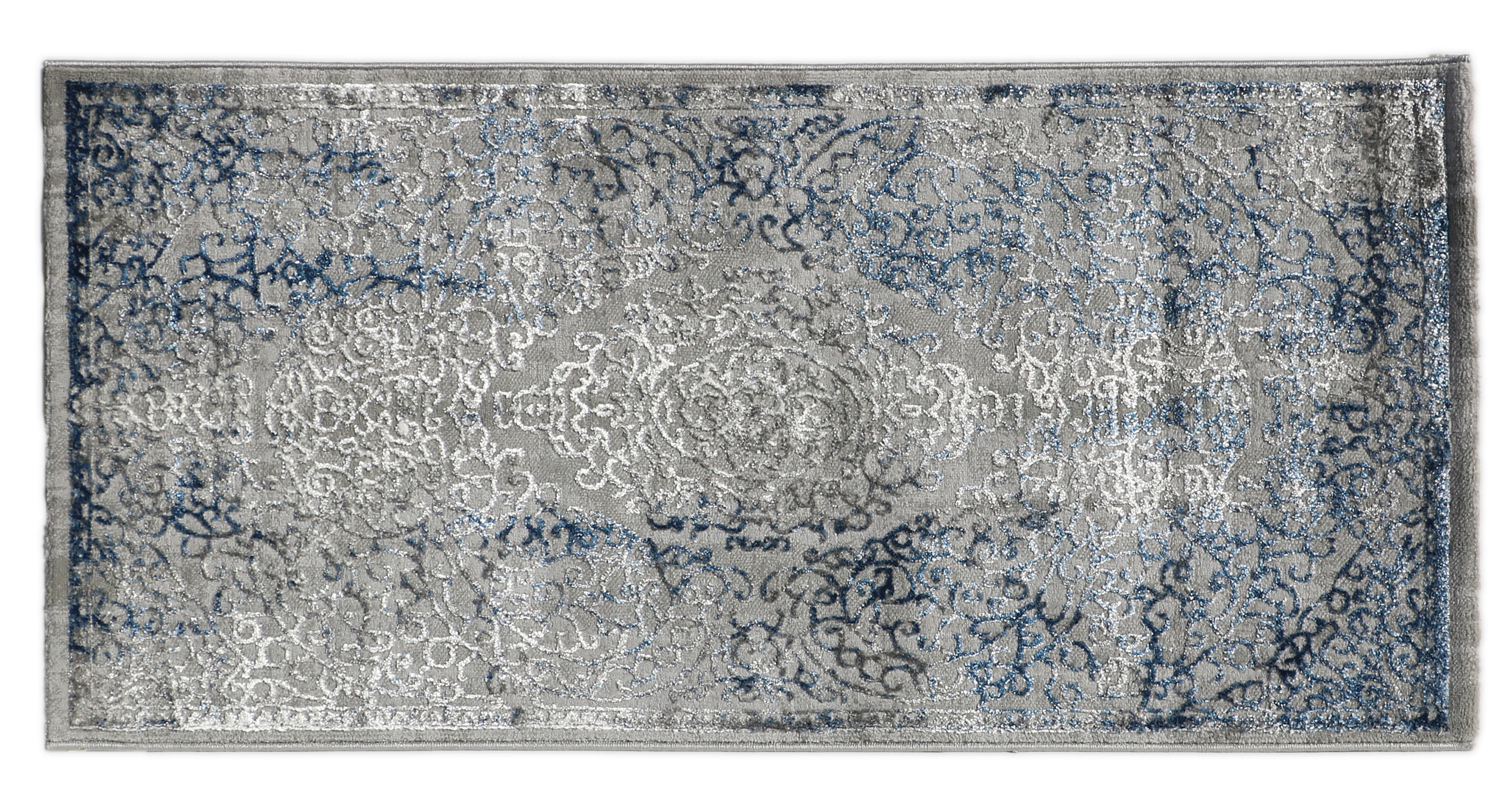 Levně KOBEREC TKANÝ NA PLOCHO, 70/140 cm, modrá, šedá