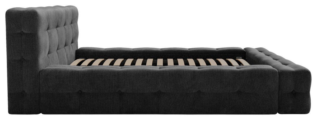 POLSTERBETT Lattenrost, Bettkasten 120/200 cm  in Anthrazit  - Anthrazit/Schwarz, Design, Holz/Textil (120/200cm) - Boxxx