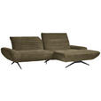 ECKSOFA  in Bouclé Khaki  280/170-195 cm  - Khaki/Schwarz, Design, Textil/Metall (280/170-195cm) - Dieter Knoll