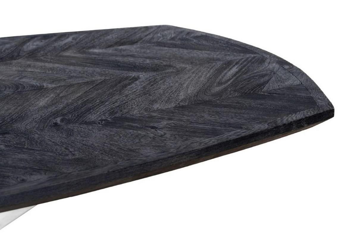 COUCHTISCH Mangoholz teilmassiv 130/45/70 cm rechteckig Schwarz, Edelstahlfarben  - Edelstahlfarben/Schwarz, Design, Holz/Metall (130/45/70cm) - Livetastic