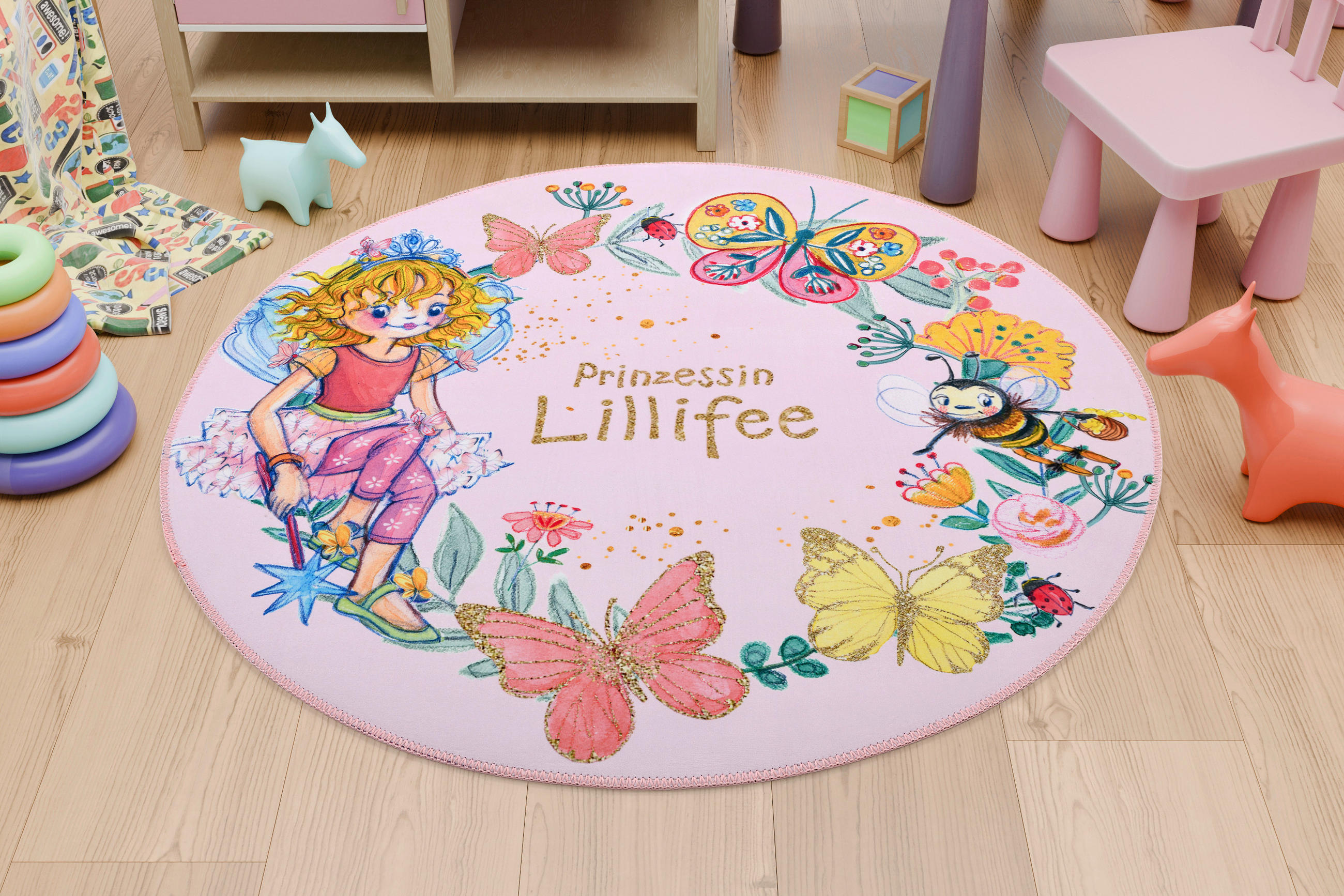 KINDERTEPPICH 100 cm Prinzessin Lillifee  - Hellrosa, Design, Textil (100cm)