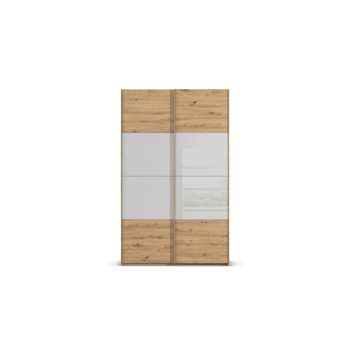 SCHWEBETÜRENSCHRANK 137/223/68 cm 2-türig Eiche Artisan, Seidengrau  - Eichefarben/Seidengrau, Design, Glas/Holzwerkstoff (137/223/68cm) - Xora