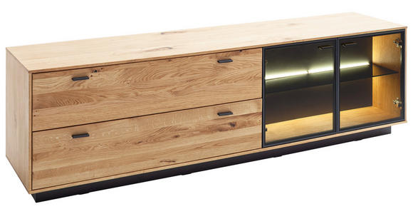 LOWBOARD Anthrazit, Eichefarben  209/61/50 cm  - Eichefarben/Anthrazit, Natur, Glas/Holz (209/61/50cm) - Linea Natura