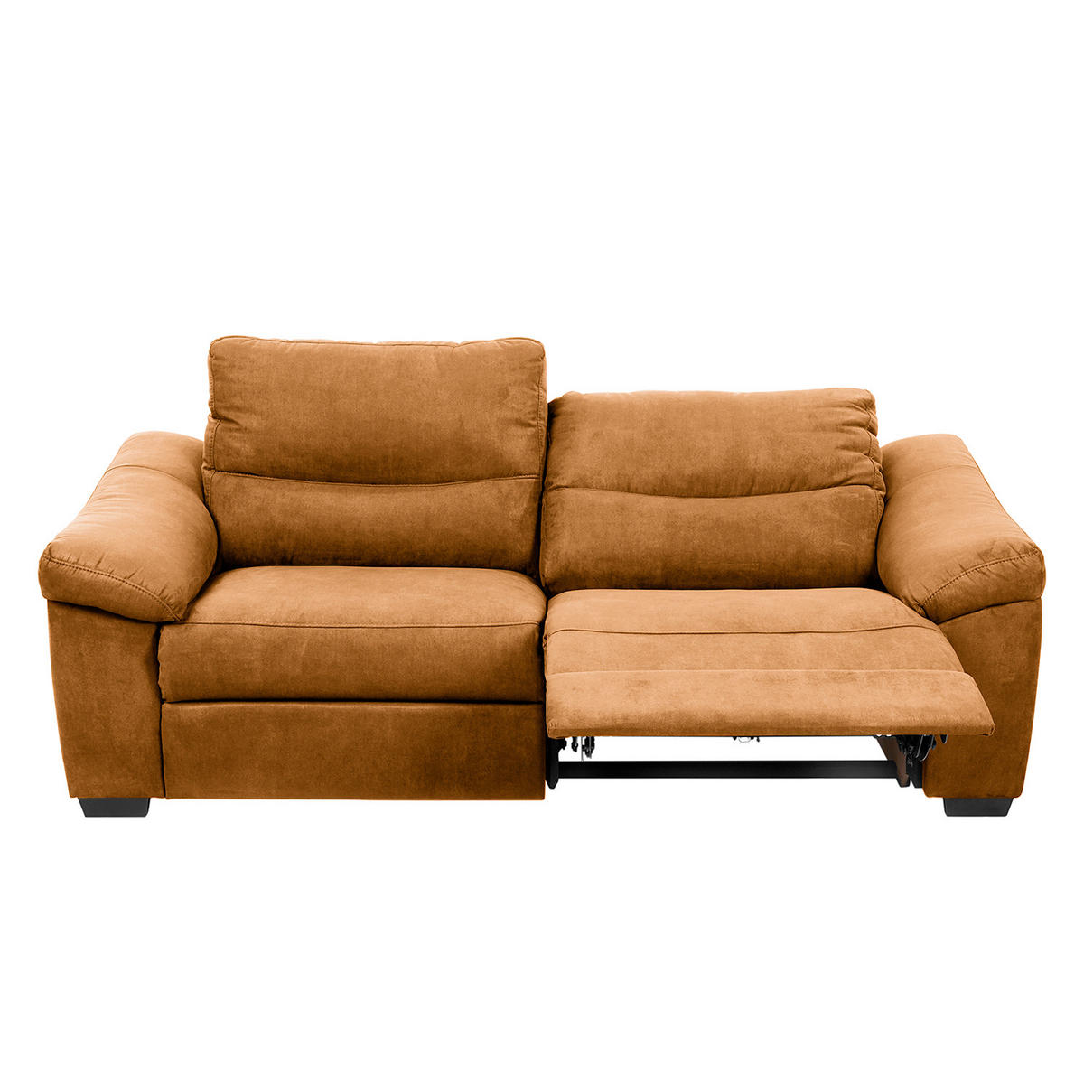 2,5-SITZER HAMPTON in Flachgewebe Cognac Landhaus  - Cognac/Schwarz, Design, Holz/Textil (214/97/97cm) - Livetastic