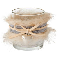 TEELICHTGLAS - Braun/Grau, LIFESTYLE, Glas/Kunststoff (7/8cm)