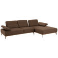 ECKSOFA in Mikrofaser Braun  298/176 cm  - Beige/Bronzefarben, Natur, Textil/Metall (298/176cm) - Valnatura