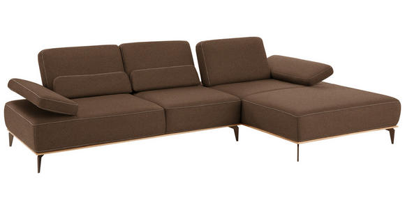 ECKSOFA in Mikrofaser Braun  298/176 cm  - Beige/Bronzefarben, Natur, Textil/Metall (298/176cm) - Valnatura
