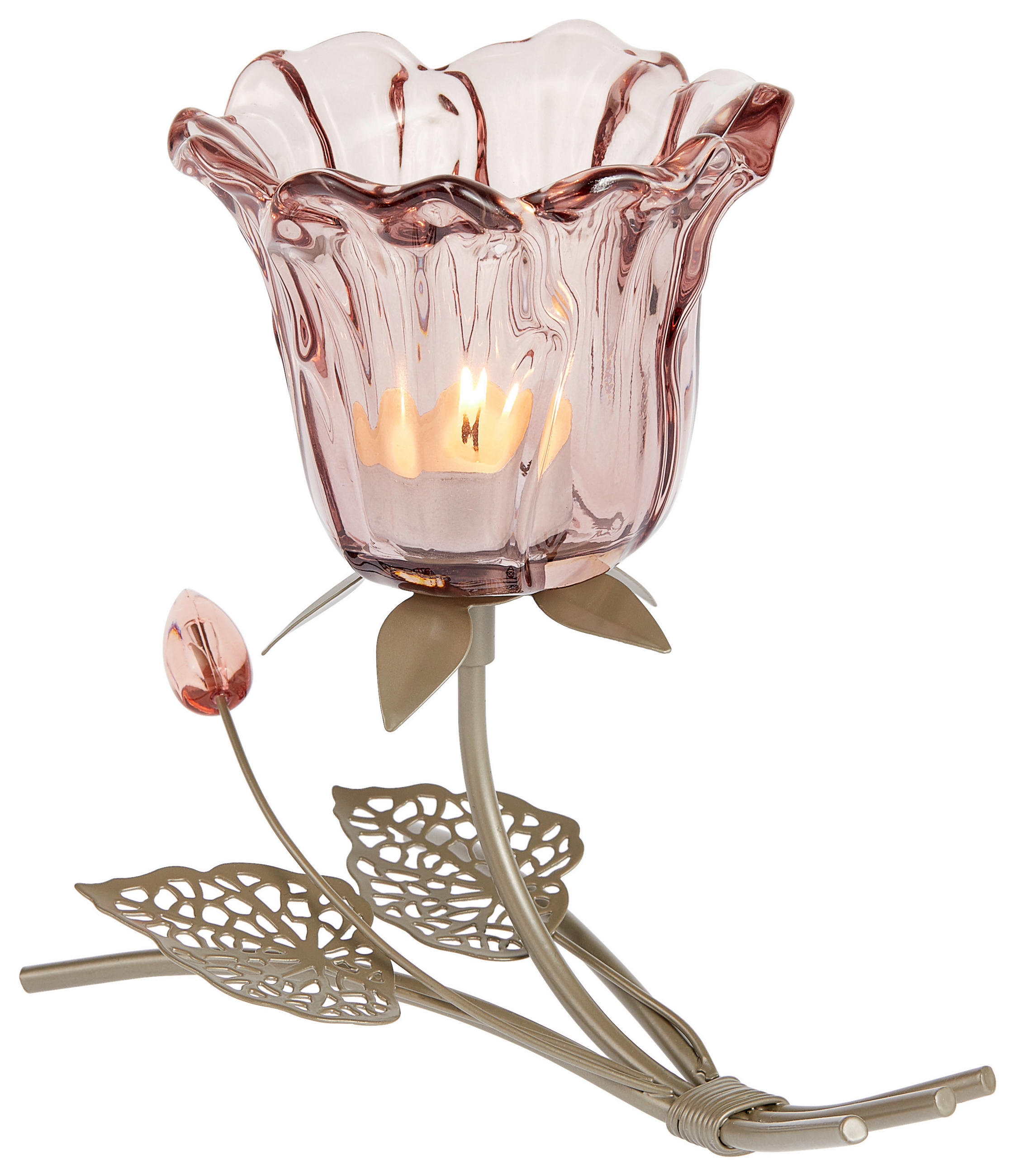 KERZENHALTER - Beere/Goldfarben, Trend, Glas/Kunststoff (17,5/10,5/16,5cm) - Ambia Home