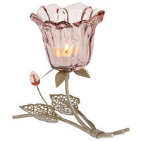 KERZENHALTER - Beere/Goldfarben, Trend, Glas/Kunststoff (17,5/10,5/16,5cm) - Ambia Home