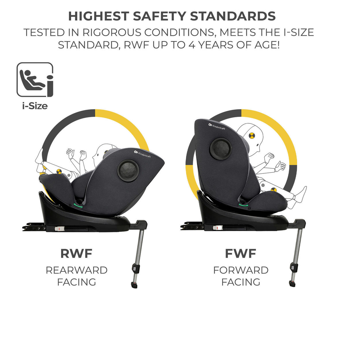 KINDERAUTOSITZ I-360 i-Size  - Schwarz/Grau, Basics, Kunststoff (44/81/75cm) - Kinderkraft