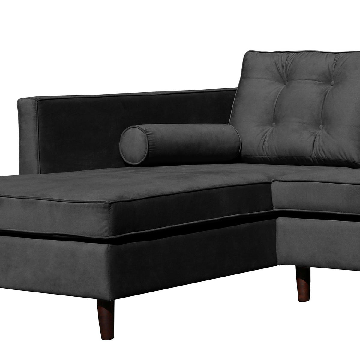 ECKSOFA VANCOUVER in Mikrofaser Schwarz Zierkissen, Rückenkissen  169/240 cm  - Schwarz/Braun, Design, Holz/Textil (169/240cm) - P & B