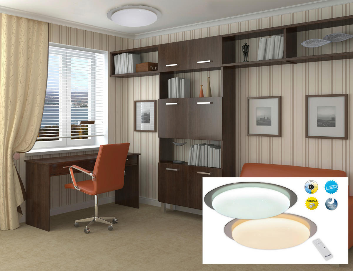 LED-DECKENLEUCHTE 42 cm  - Chromfarben/Weiß, Basics, Kunststoff/Metall (42cm) - Näve