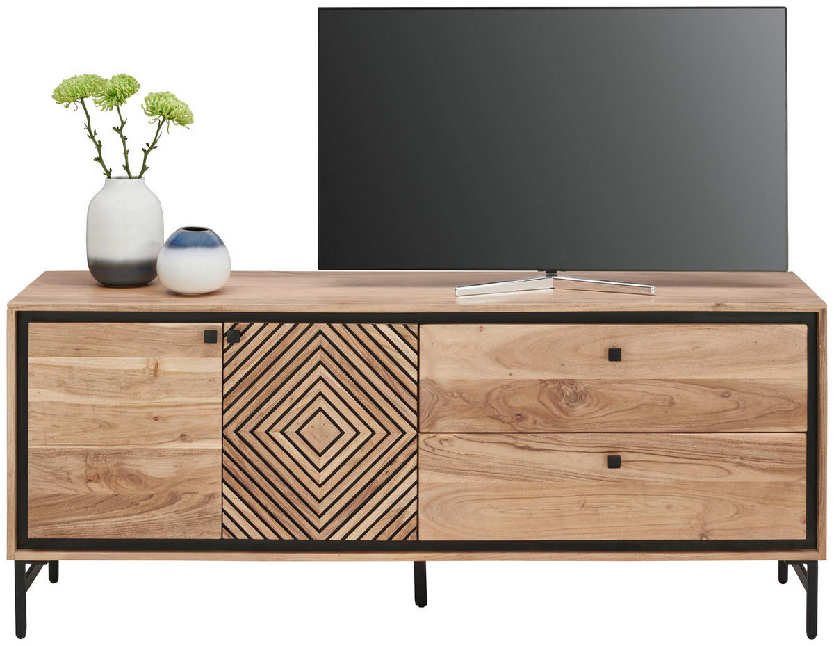 LOWBOARD  in 160/65/40 cm  - Schwarz/Akaziefarben, Design, Holz/Metall (160/65/40cm) - Ambia Home