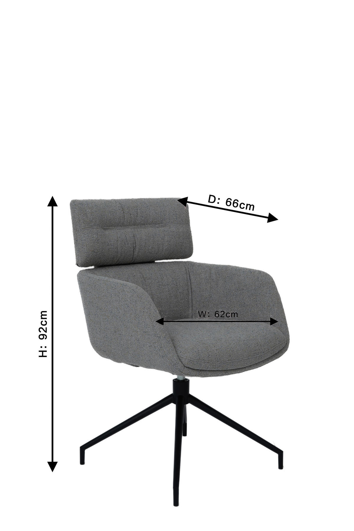 ARMLEHNSTUHL  in Eisen Webstoff  - Schwarz/Grau, Design, Textil/Metall (62/92/66cm) - Dieter Knoll