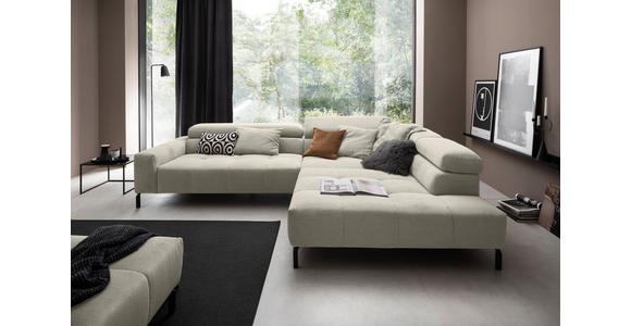 ECKSOFA Naturfarben Cord - Schwarz/Naturfarben, KONVENTIONELL, Textil/Metall (311/219cm) - Hom`in