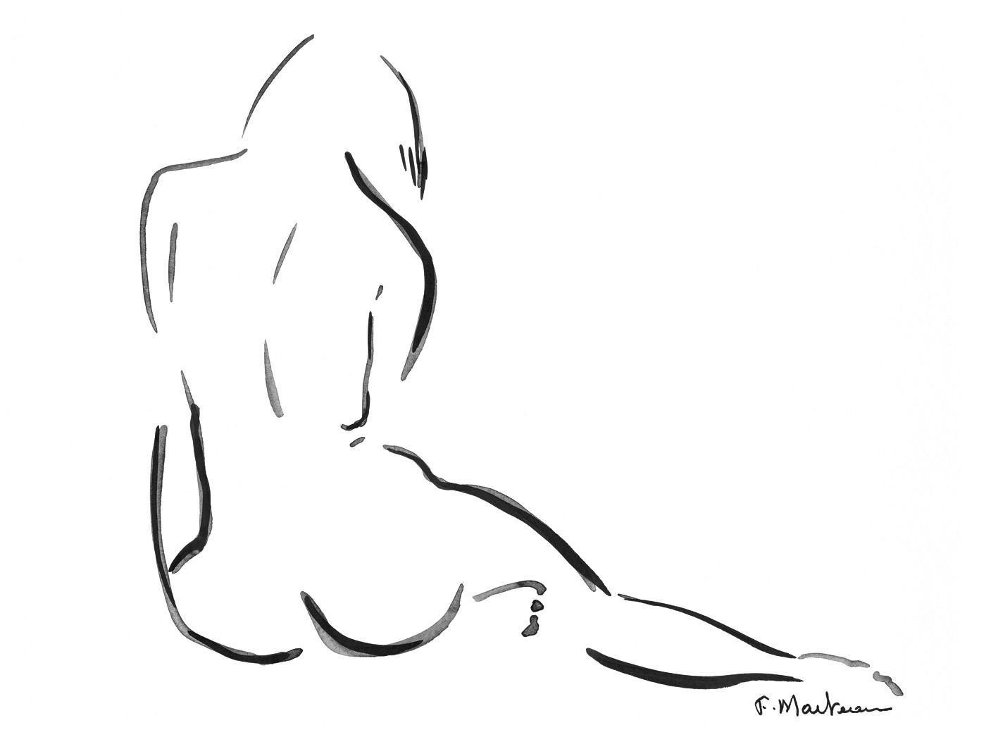 KUNSTDRUCK Frauen, Zeichnung Schwarz, Weiß 40/30 cm  - Schwarz/Weiß, Basics, Papier (40/30cm) - Monee