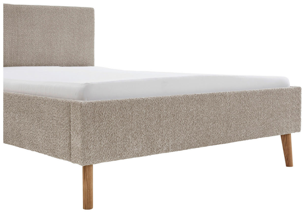 POLSTERBETT 140/200 cm  in Taupe  - Taupe/Eichefarben, Basics, Holz/Textil (140/200cm) - Boxxx