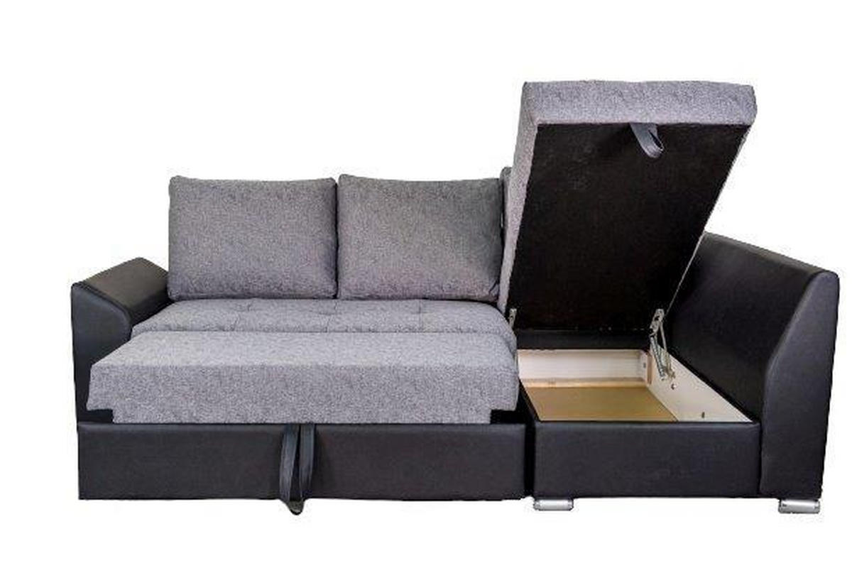 SJEDEĆA GARNITURA drvo, tekstil, drvni materijal  siva, crna   - siva/crna, Design, drvni materijal/drvo (240/150cm)