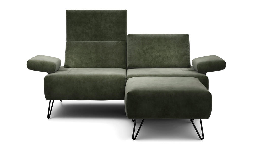 2-SITZER-SOFA Samt Waldgrün  - Waldgrün/Schwarz, Design, Textil/Metall (164-194/85/86-94cm) - SENSOO