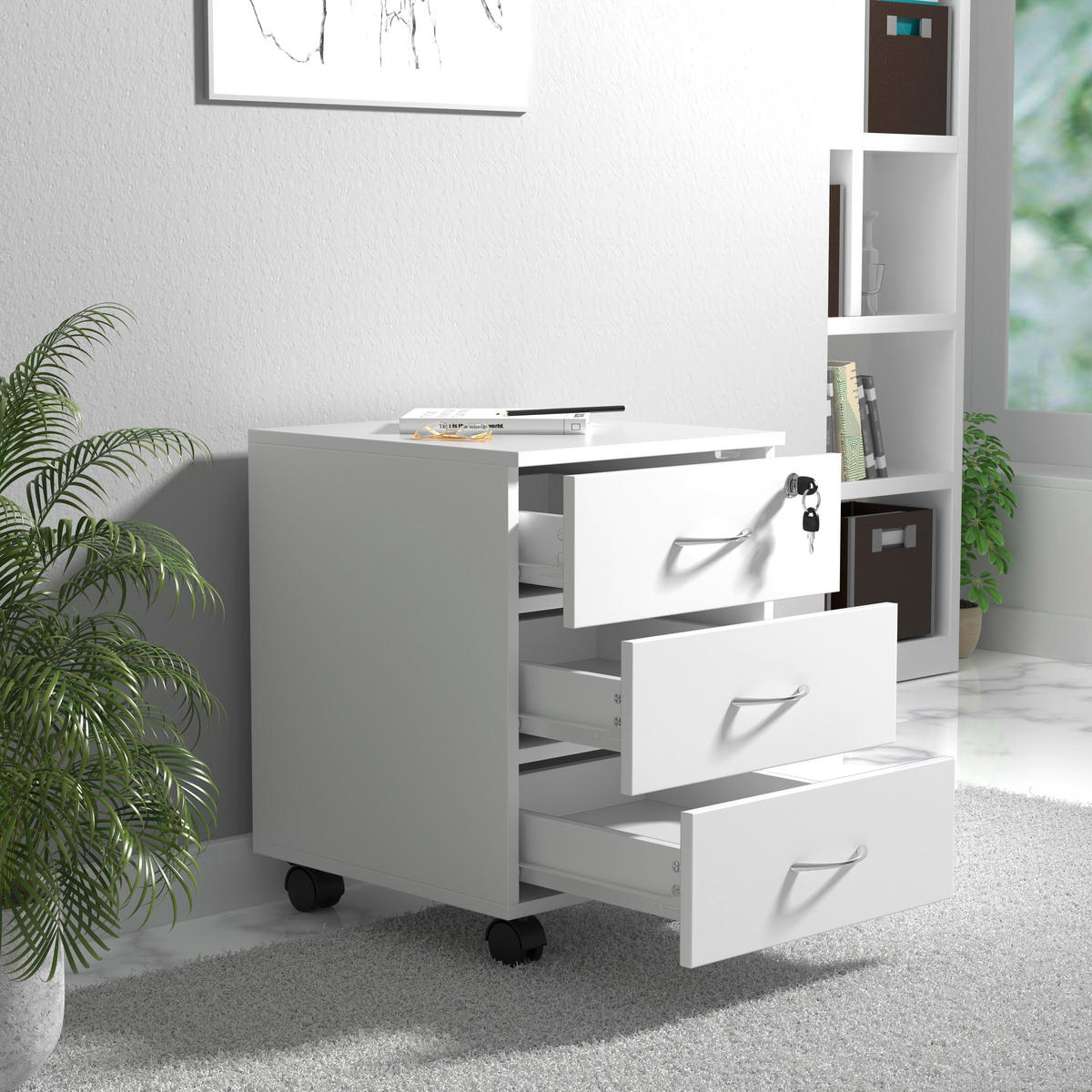 ROLLCONTAINER 40/54/44 cm  - Silberfarben/Weiß, Design, Holzwerkstoff/Kunststoff (40/54/44cm) - MID.YOU