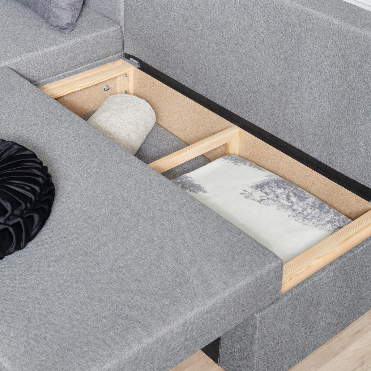ECKSOFA in Webstoff Grau, Dunkelgrau  - Dunkelgrau/Anthrazit, Konventionell, Kunststoff/Textil (159/196cm) - Ti'me