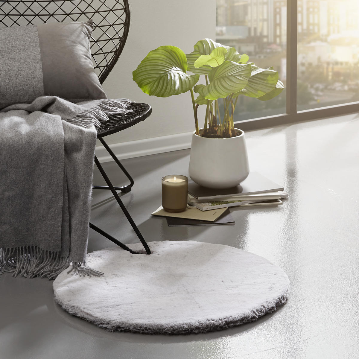 KUNSTFELL 60 cm Grau  - Grau, Trend, Textil (60cm) - Novel