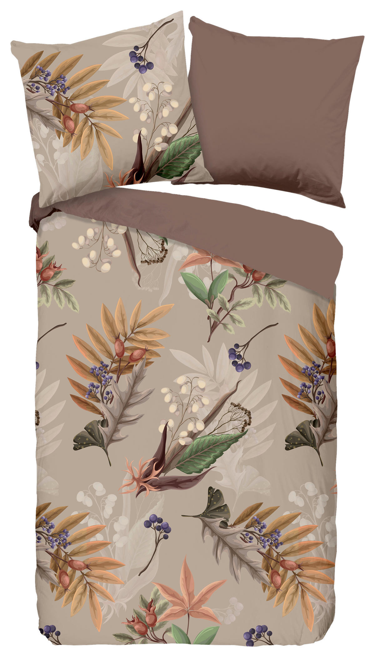 WENDEBETTWÄSCHE Otso Renforcé 155/220 cm  - Taupe/Braun, Natur, Textil (155/220cm)