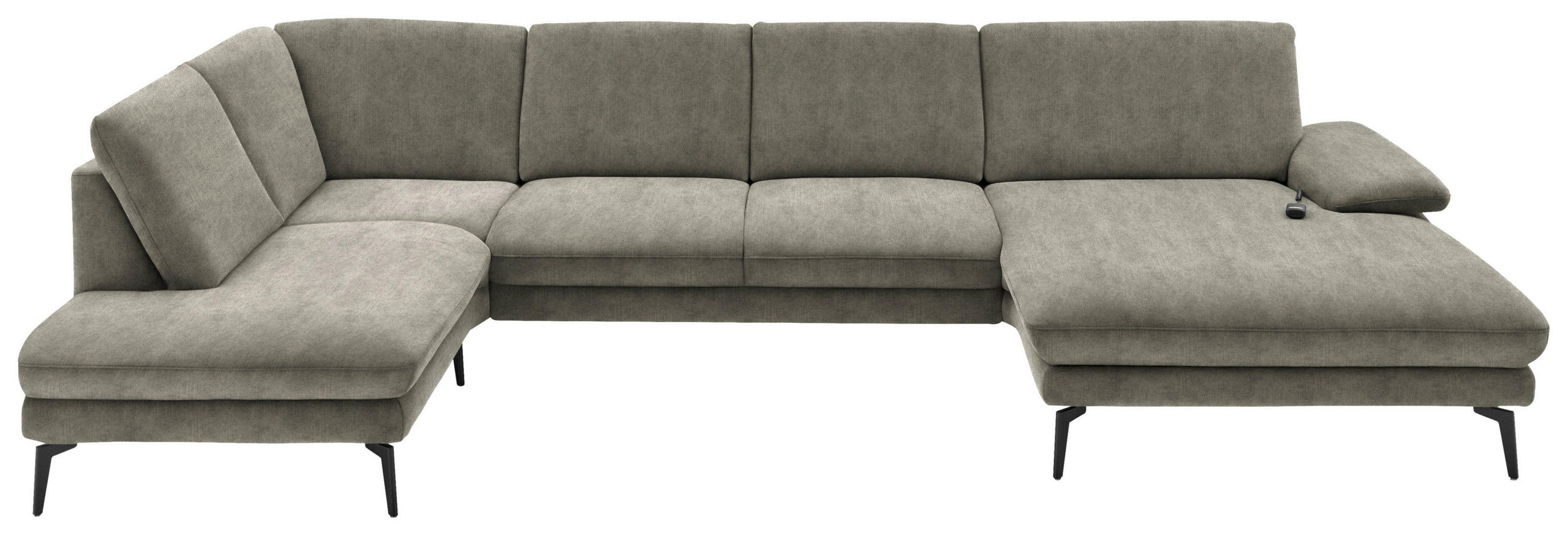 WOHNLANDSCHAFT in Velours Grau  - Schwarz/Grau, Design, Textil/Metall (208/344/180cm) - Dieter Knoll