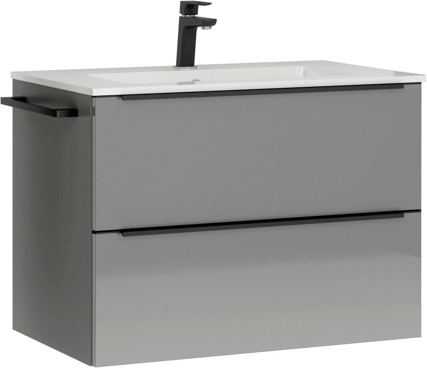 WASCHTISCHKOMBI 81 cm  - Schieferfarben/Schwarz, MODERN, Holzwerkstoff/Stein (81cm) - Nobilia