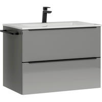 WASCHTISCHKOMBI 81 cm  - Schieferfarben/Schwarz, MODERN, Holzwerkstoff/Stein (81cm) - Nobilia
