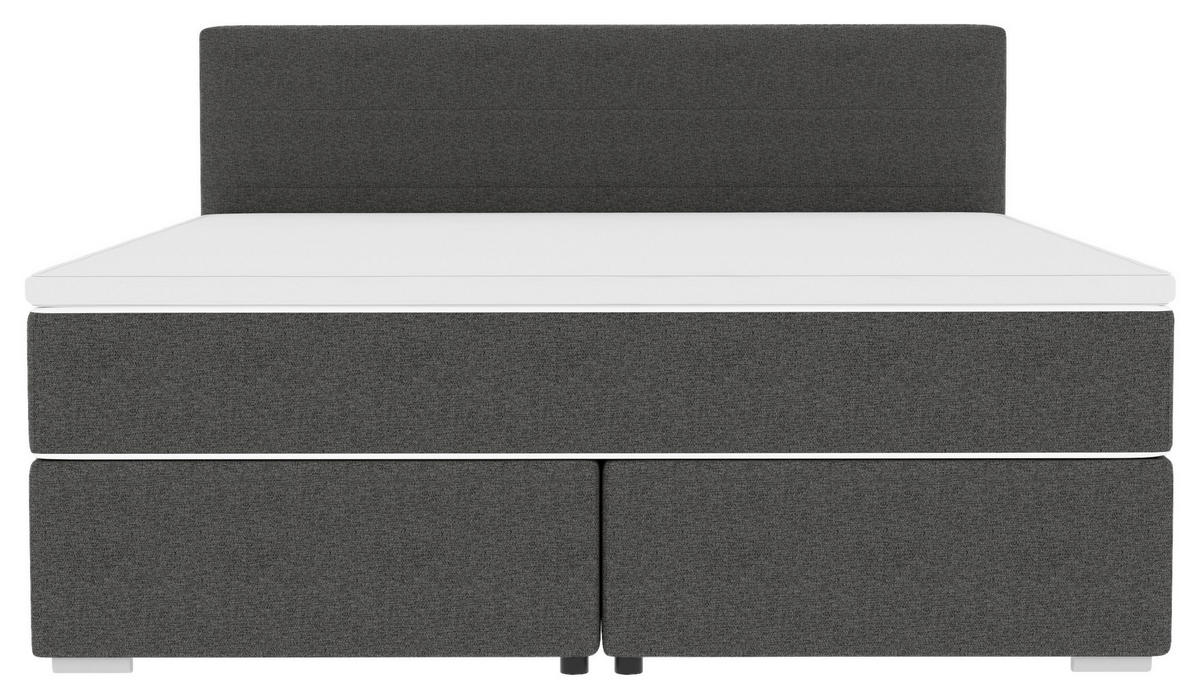 BOXSPRINGBETT 200/200 cm,  in Anthrazit, Topper, Matratzen, H3 = fest  - Chromfarben/Anthrazit, KONVENTIONELL, Kunststoff/Textil (200/200cm) - Boxxx