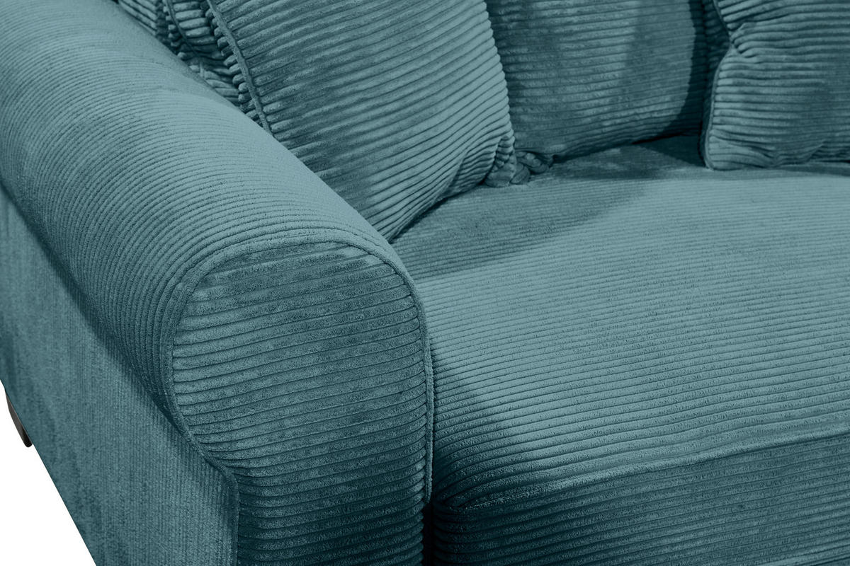 SCHLAFSOFA Cord Azurblau  - Azurblau/Schwarz, KONVENTIONELL, Kunststoff/Textil (247/95/125cm) - Hom`in