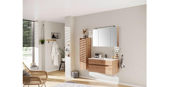 BADEZIMMER 102 cm  - Eichefarben/Weiß, Design, Glas/Keramik (102cm) - Novel