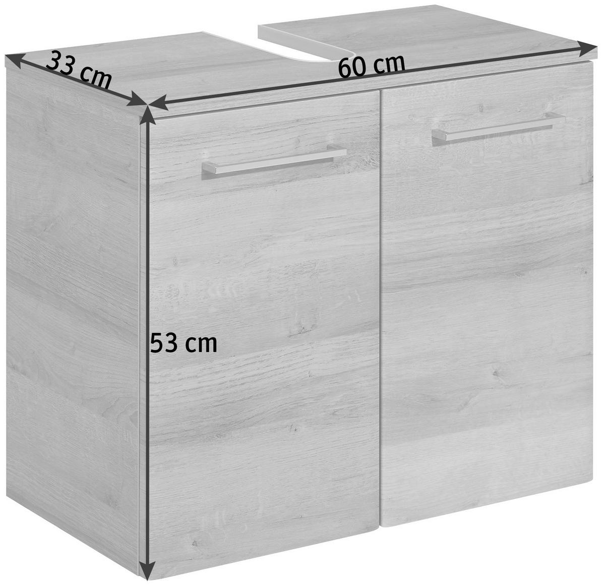 WASCHBECKENUNTERSCHRANK 60/53/33 cm  - Chromfarben/Eichefarben, Konventionell, Holzwerkstoff/Metall (60/53/33cm) - Xora