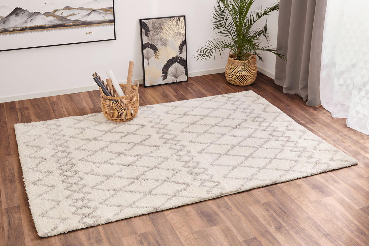 WEBTEPPICH 160/230 cm Pelush Weiß  - Weiß, KONVENTIONELL, Textil (160/230cm)