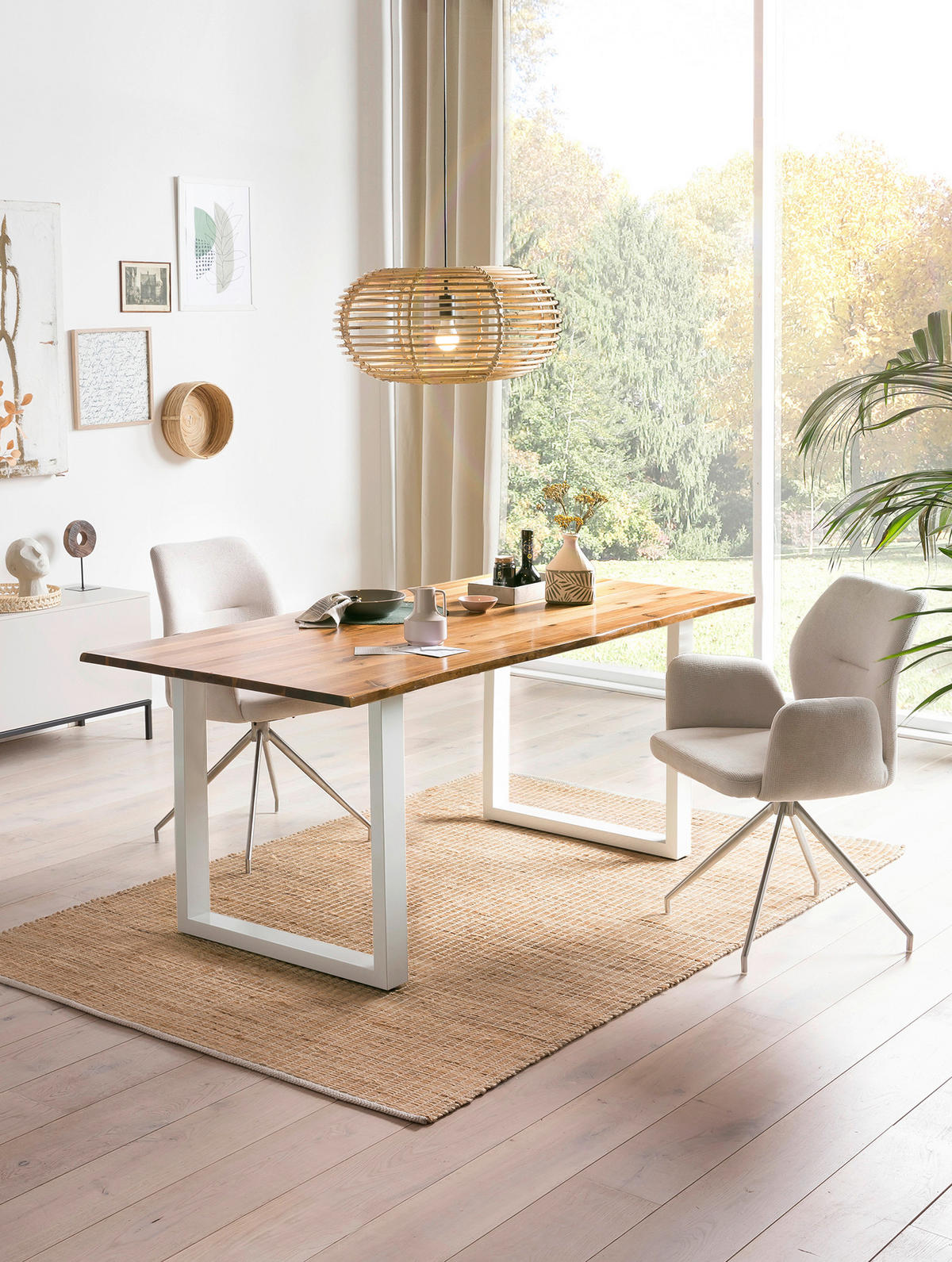 ESSTISCH in Holz 200/100/75 cm   - Weiß/Naturfarben, MODERN, Holz/Metall (200/100/75cm) - Livetastic