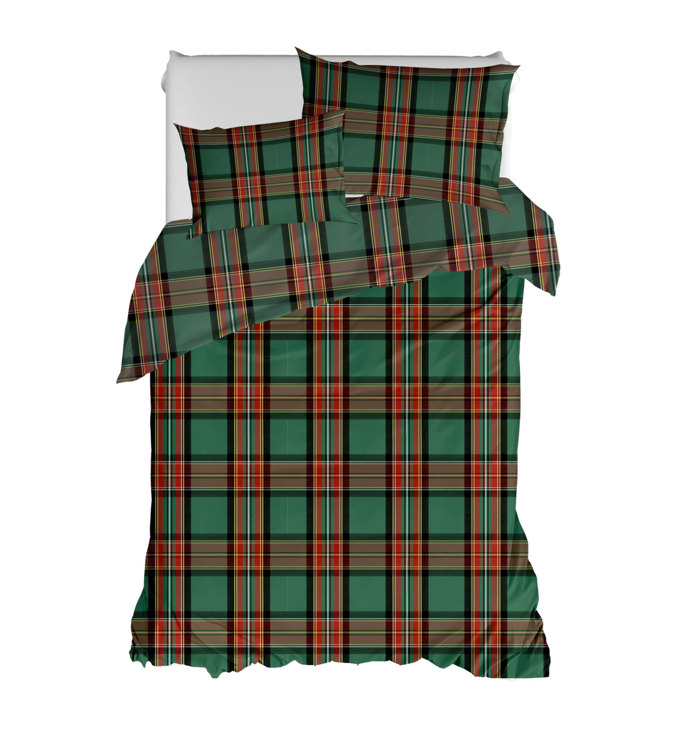 ÁGYNEMŰHUZAT-GARNITÚRA  - piros/sötétzöld, Basics, textil (140/200cm)