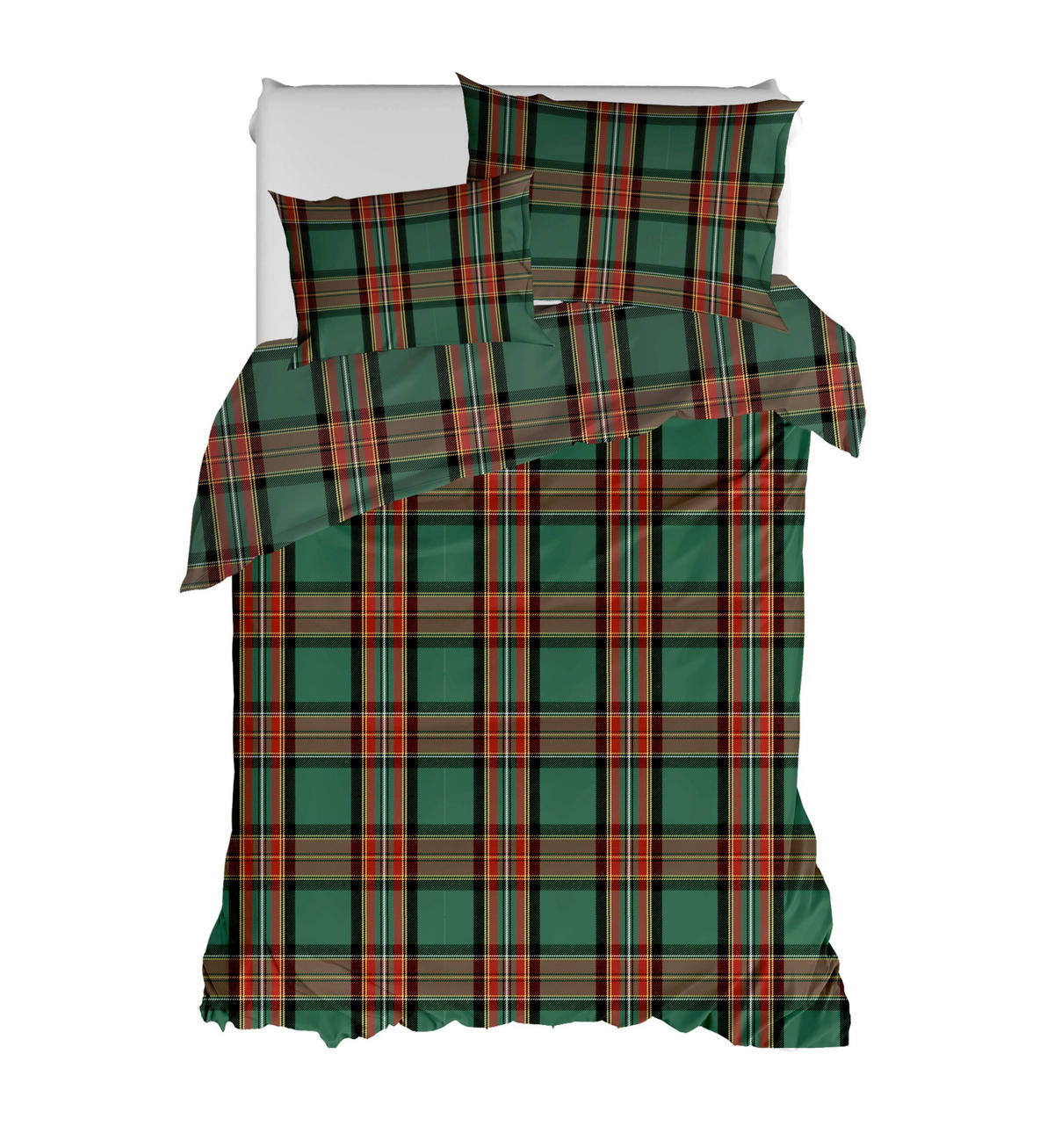 ÁGYNEMŰHUZAT-GARNITÚRA  - piros/sötétzöld, Basics, textil (140/200cm)