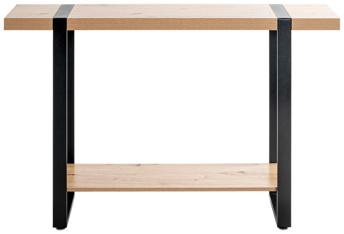 KONSOLENTISCH Schwarz, Eichefarben  - Eichefarben/Schwarz, Design, Holzwerkstoff/Metall (120/30/82cm)