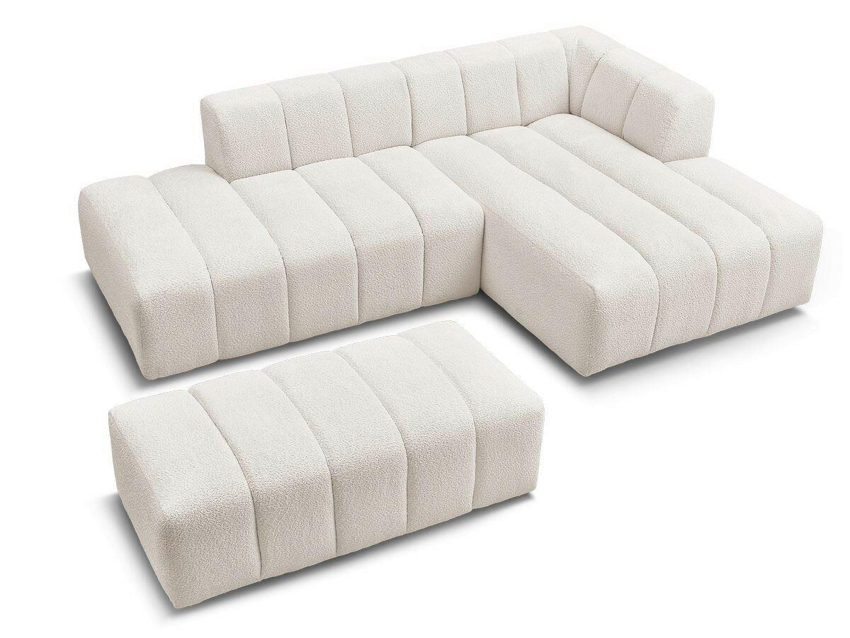 ECKSOFA  ANNECY Weiß Bouclé  - Schwarz/Weiß, MODERN, Kunststoff/Textil (262/170cm)