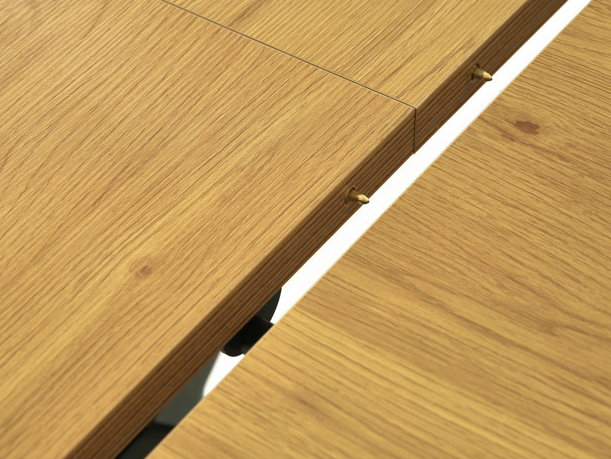 ESSTISCH in Holzwerkstoff  - Eichefarben/Schwarz, MODERN, Holzwerkstoff/Metall (90/75/160-200cm) - Livetastic