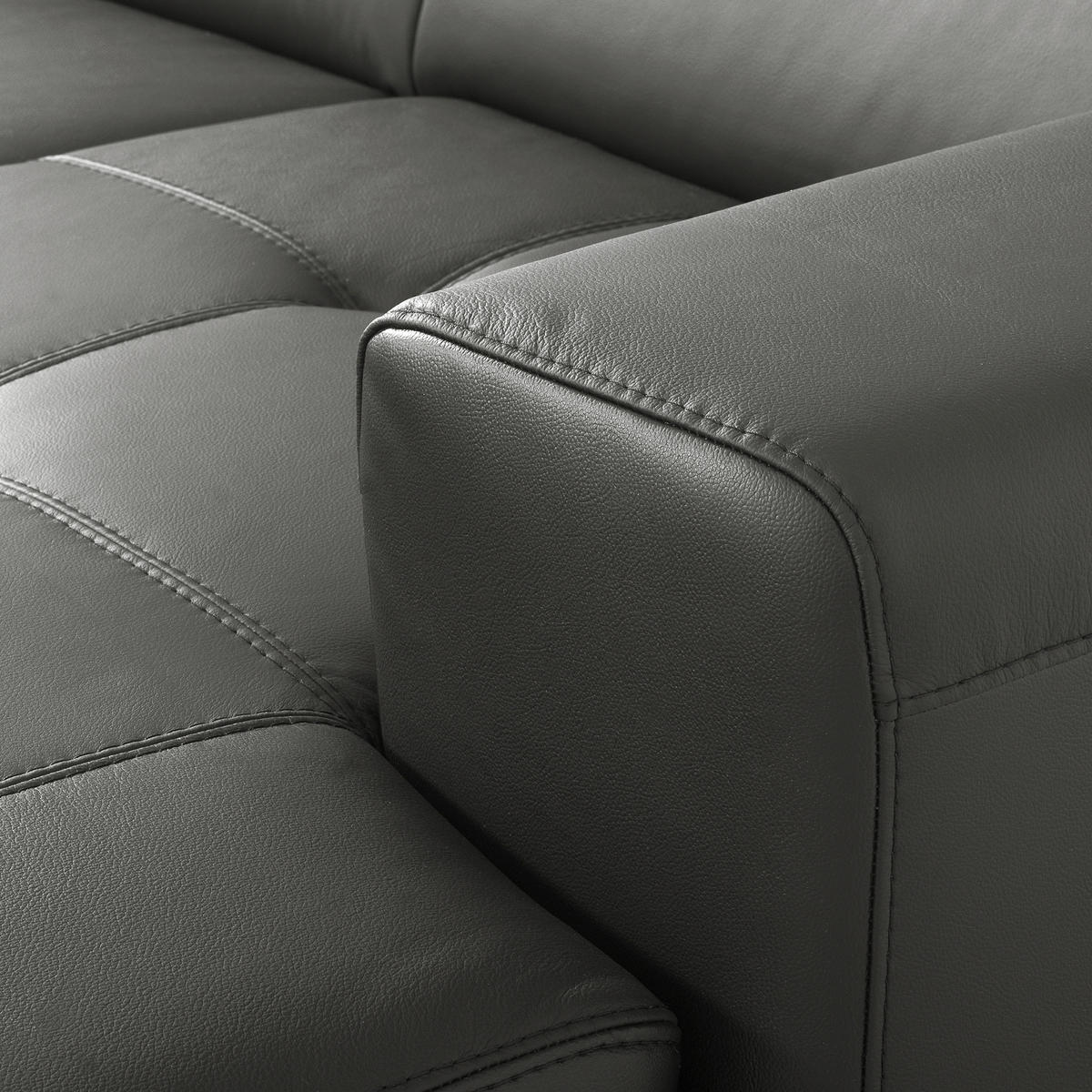 ECKSOFA  in Lederlook Echtleder Anthrazit  - Anthrazit/Schwarz, Design, Leder/Textil (247/173cm) - Livetastic